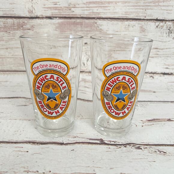 NEWCASTLE BROWN ALE 16oz Pint Glasses - Picture 1 of 2